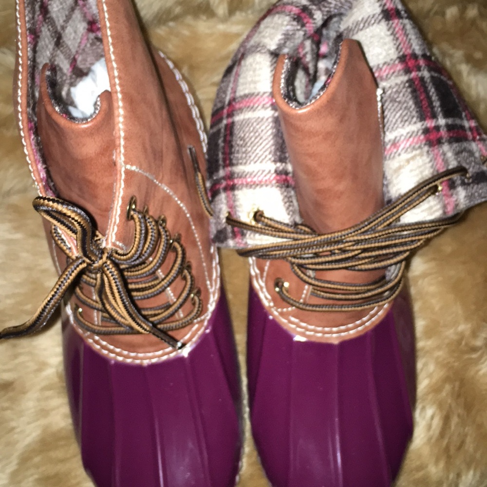 Yoki Brown and Purple Ankle Boots - Picture 3 of 5